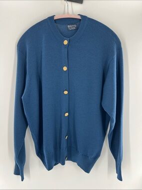 Vintage Burberry Wool Button Front Cardigan Classic Old Money academia Preppy XL